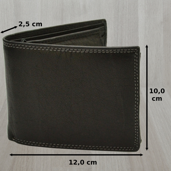 Büffelledergeldbörse Herrenbrieftasche Volllederausstattung mit Doppelnaht